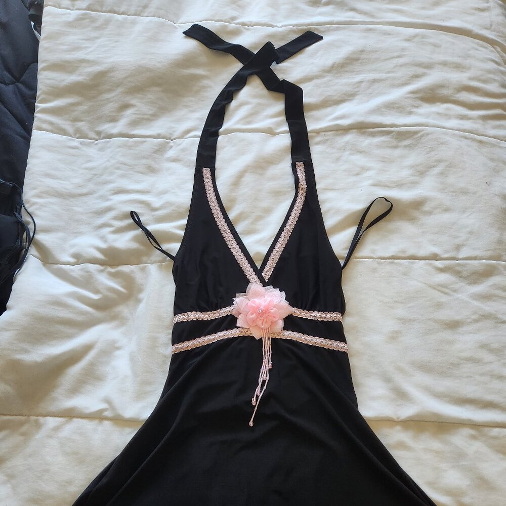 Black and Pink Halter Top